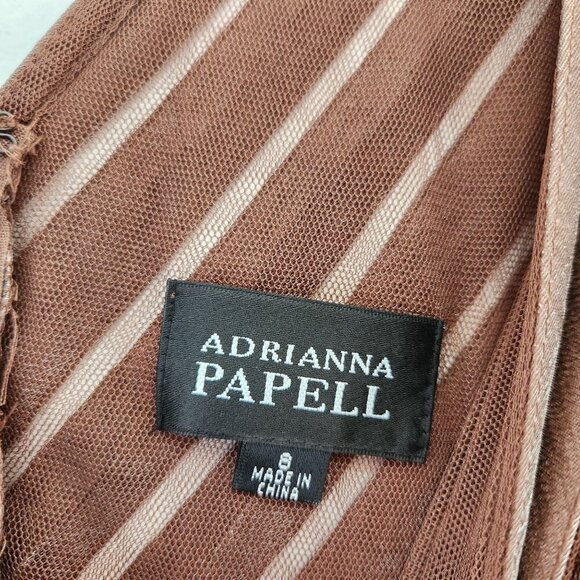 Adrianna Papell Metallic Gold Shutter Pleated Bodycon Cocktail Sheath Dress 8 - Picture 6 of 8